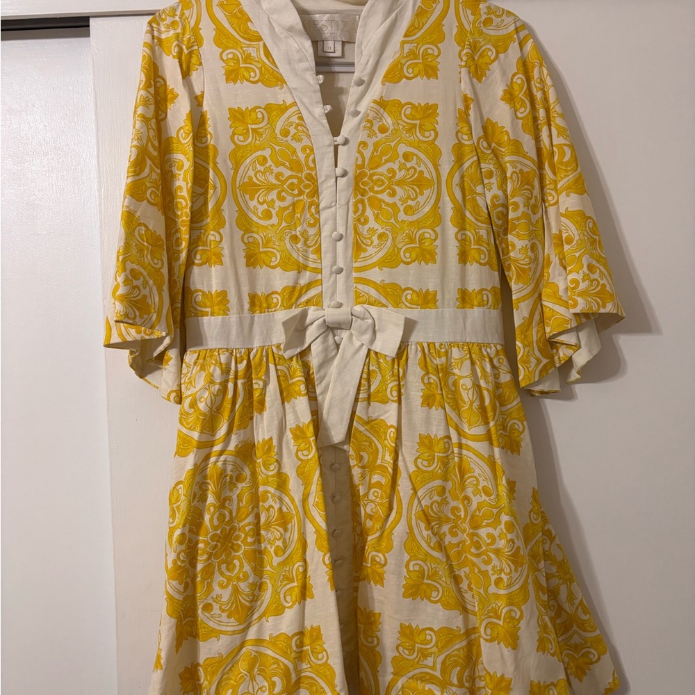 Yellow Patterned Mini Dress
